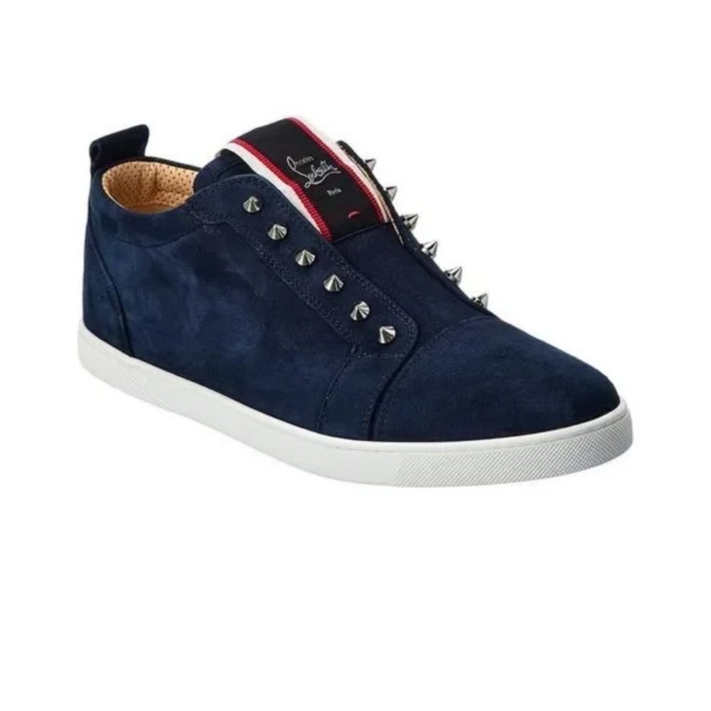 Christian Louboutin Men's F. A. V.
Fique Navy Studded Sneakers